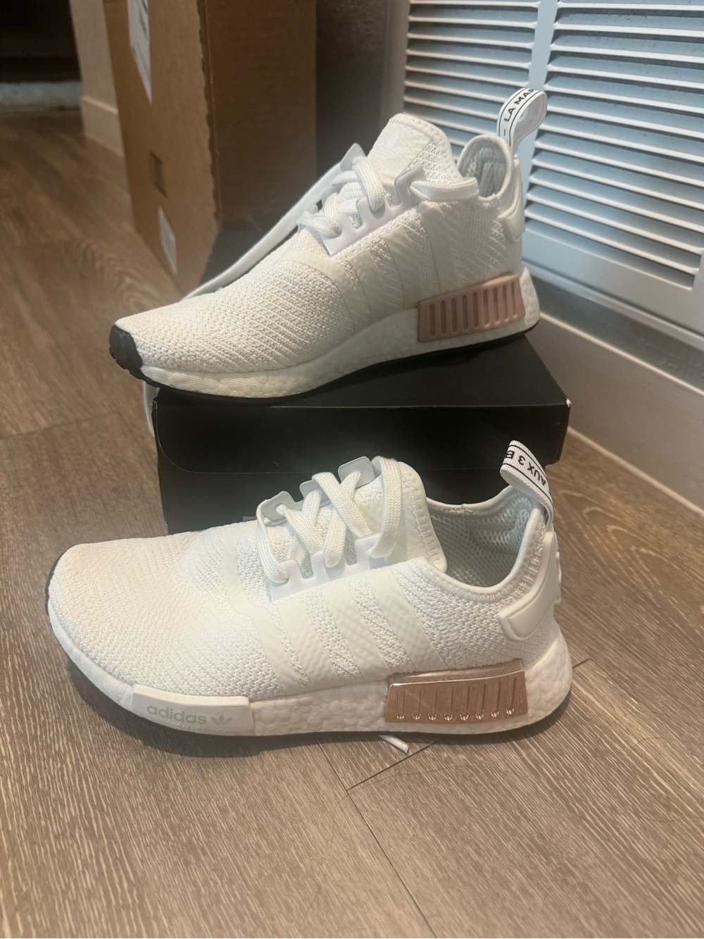 Women's adidas NMD white and rose gold